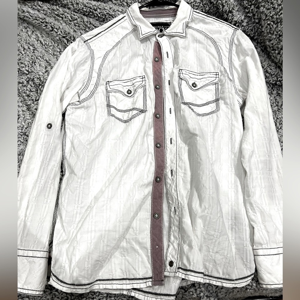 Buckle Black Button Up Long Sleeve